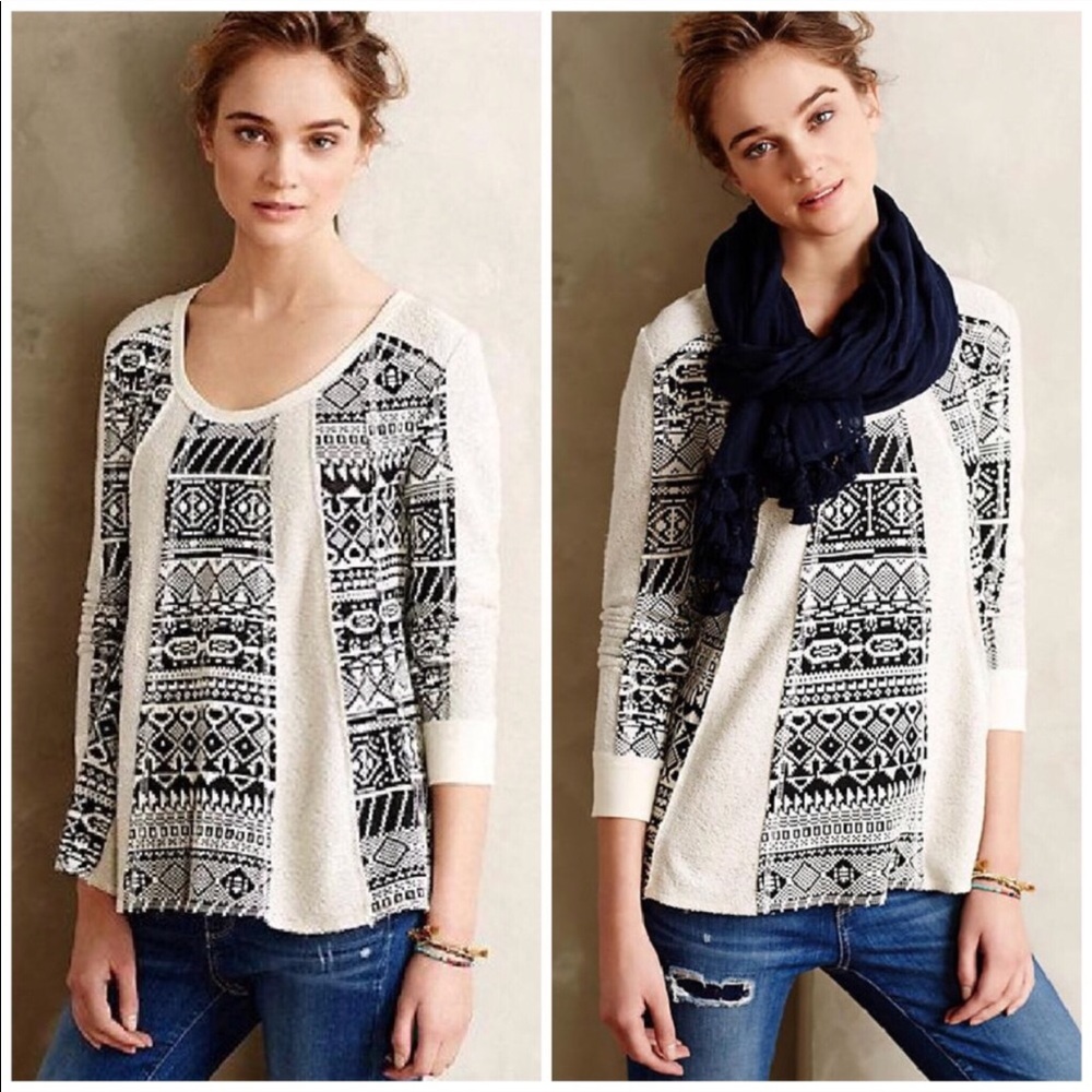 Lilka for Anthropology Geo-Jacquard Pullover